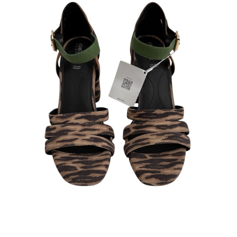 New GEOX D GENZIANA HIGH A Open Toe Sandals Leopard Print Women's Sandals 8